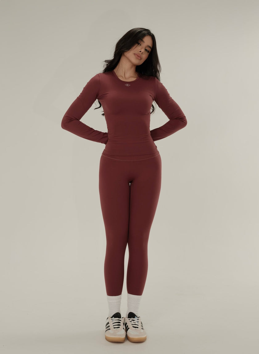 Set buso manga larga y leggins - Burgundy - ELEMÉ BRAND CO. - Set - “Envío a toda Colombia” “Compra segura en línea” “Tienda de ropa en línea”