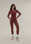 Set buso manga larga y leggins - Burgundy - ELEMÉ BRAND CO. - Set - “Envío a toda Colombia” “Compra segura en línea” “Tienda de ropa en línea”